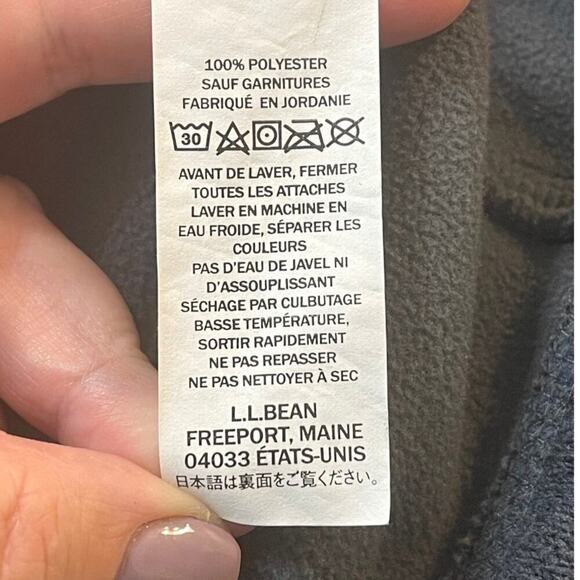 LL Bean Men's XL Zip Up Fleece Dark Gray Preppy Casual Winter College EUC 500020 - Picture 5 of 6